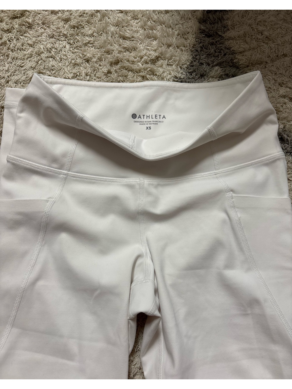 Athleta white leggings with mesh detail